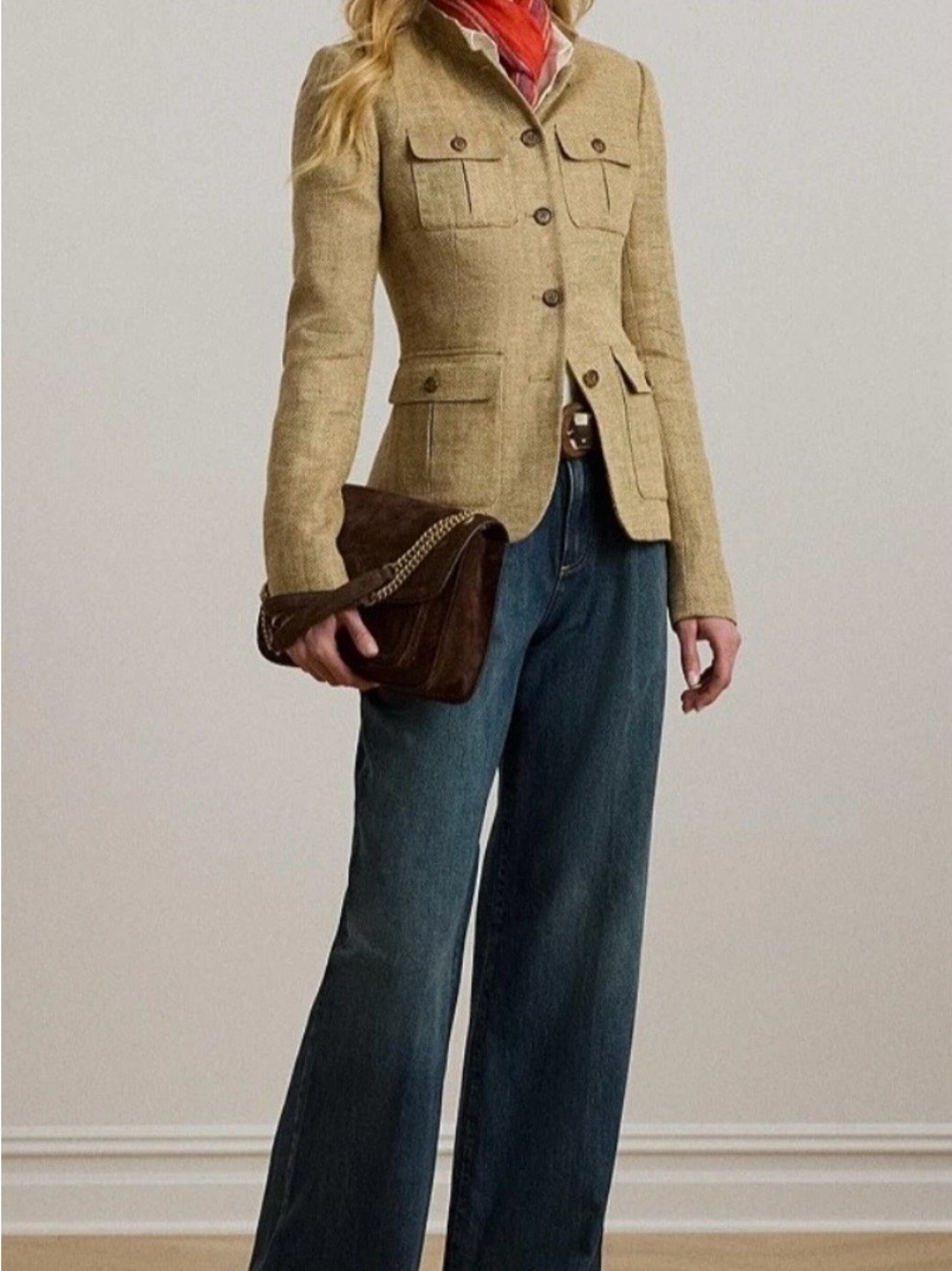 $175 Lauren Ralph Lauren High-Rise Pleated Wide-Leg Jeans Haze Wash Size 4 NWT